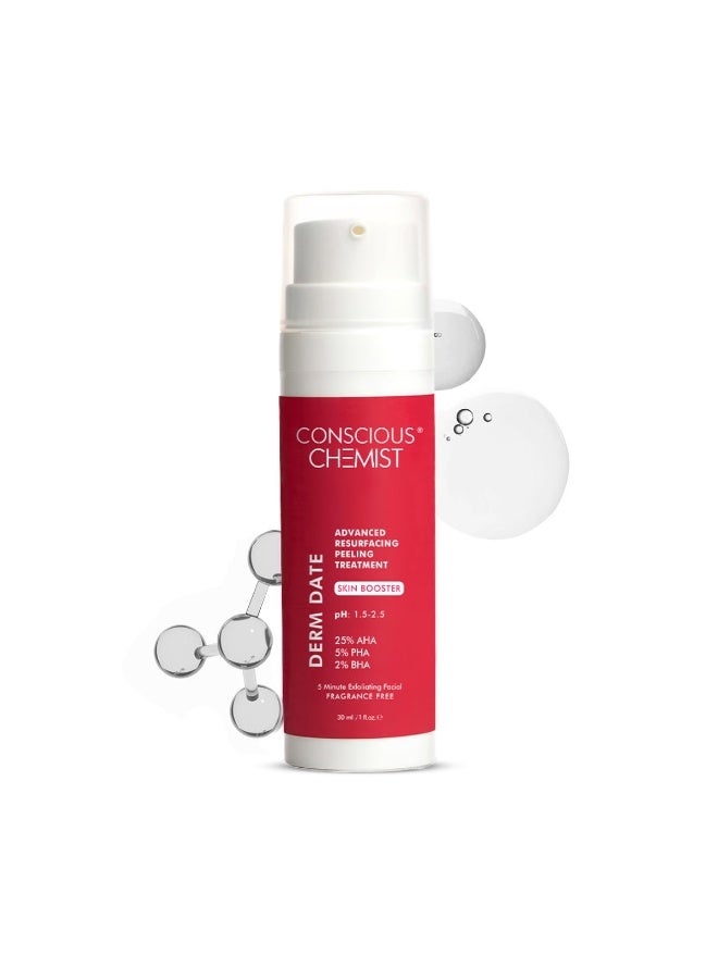 كيميائي واعي محلول التقشير من Conscious Chemist® بتركيز 25% AHA و2% BHA و5% PHA | 30 مل | محلول تقشير متطور لتجديد البشرة، سيروم مضاد للشيخوخة، سيروم مقشر للوجه للرجال والنساء - Derm Date - Image 1